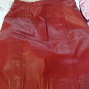 Chia Red Leather Skirt, lined an zip up the back. sz 6
